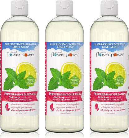 Natural Flower Power Liquid Dish Soap Refill – 66 Fl Oz Refills 4X – Plant-Based & Scented w/Pure Essential Oils – Natural Dishwashing Detergent – Sulfate-Free Kitchen Soap (Lavender)