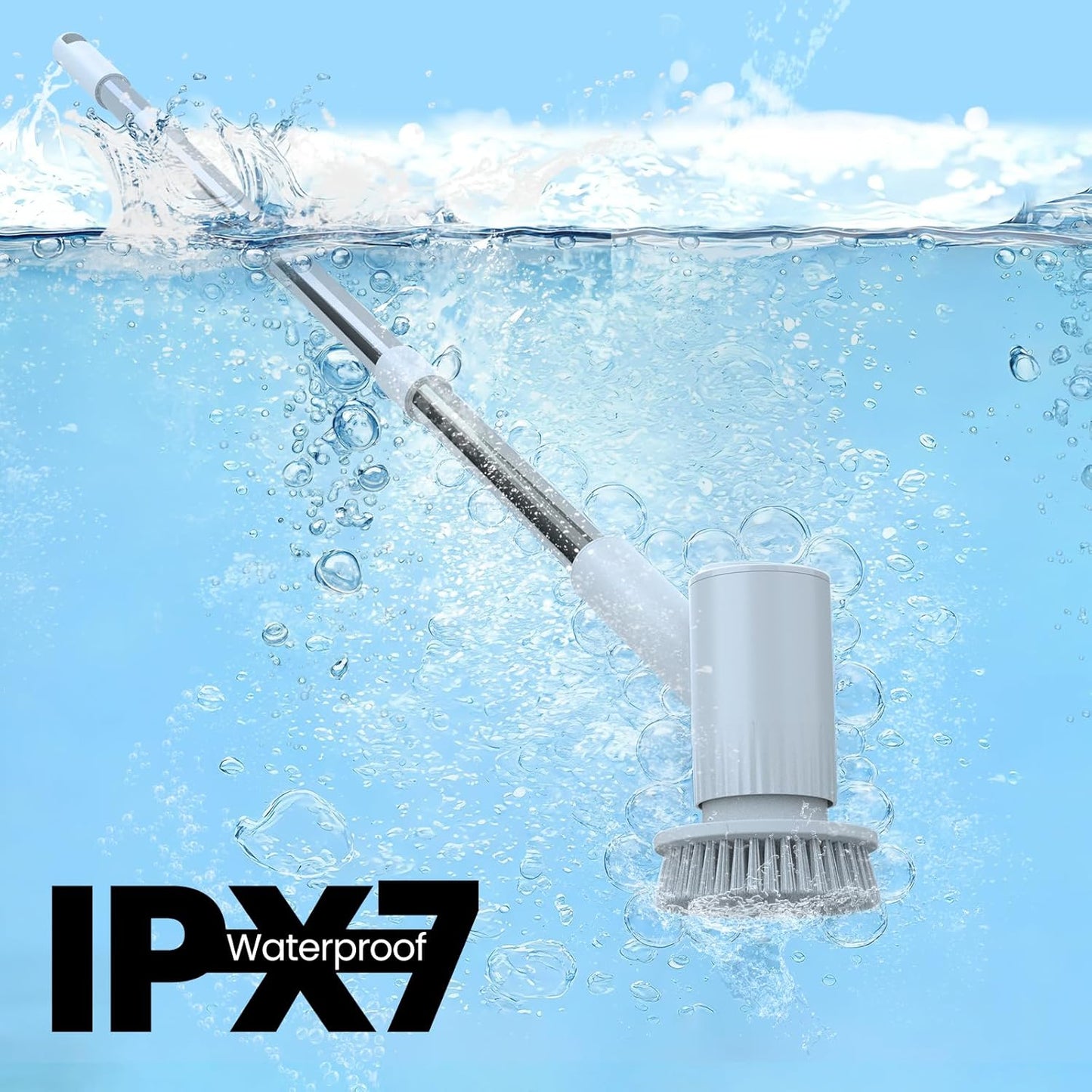 Electric Spin Scrubber - 4500mAh Cordless Cleaning Brush with 6 Brush Heads, 47" Adjustable Handle Relieves Back Pain, IPX7 Waterproof Power Scrubber for Bathroom Shower Floor Tile Bathtub