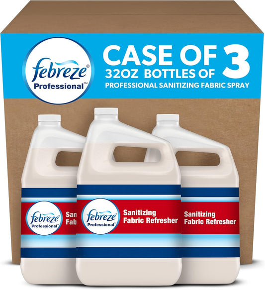 P&G Professional - 37000721366 Febreze Professional Sanitizing Fabric Refresher, Bulk Sanitizing Spary for All Fabrics in Hotels, Restaurants and Businesses, Fresh Clean Scent, 1 Gal. (Pack of 3)