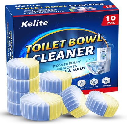 Automatic Toilet Bowl Cleaner Tablets, 10 Pack Long-Lasting Toilet Tank Cleaner for Bathroom, Blue Water Freshener, Prevents Stains & Odor, Safe for All Toilets - 10 Pack (Pink+Blue)