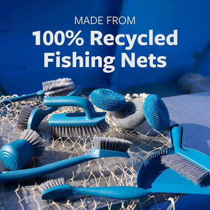Full Circle Clean Ocean Small Grout Brush, Tough Bristles, Cleans Crevices, Sustainably Made 100% From Recycled Ghost Fishing Nets, Safe for Nonstick