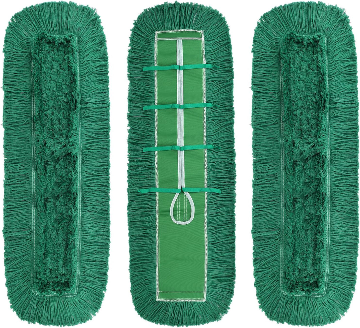 36 Inch Dust Mop Head: Replacement Medium Washable Commercial Mop Head Sweeper and Janitorial Replacement Green (Green - 36 Inch, 3 Pack)