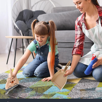 Ouligay Portable Hand Broom and Dustpan Set,Cute Mini Broom and Dustpan Set with Durable Brush,Lightweight Small Dust Pan and Broom Set for Desktop Cleaning Small Space Cleaning(Brown Bear)