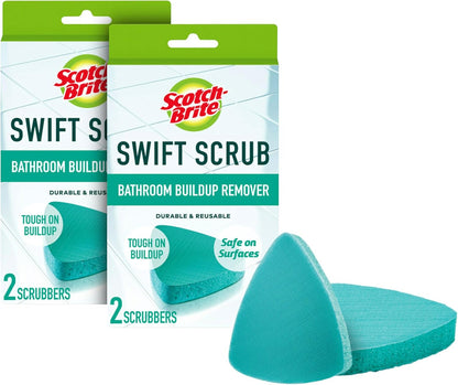 Scotch-Brite Swift Scrub Bath Cleaner Scrubbers, Soap Scum Remover for Cleaning Bathroom, Bathroom Scrubber Pads Safe for Tile, 2 Bathroom Cleaner Scrubbers