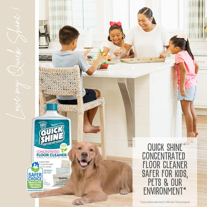 Quick Shine Multi Surface Concentrated Floor Cleaner 27oz Use on Hardwood, Laminate, Luxury Vinyl Plank LVT, Tile & Stone Dirt Dissolving & Powerful Cleaning Makes 27 Gallons