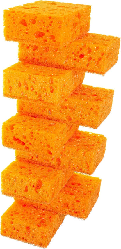 Green Multi Use Scrub Sponge. Made in Europe. 9 Pack, 4.3x2.8x1.4 inches. Odorless Heavy Duty and Non Scratch Fiber. Best, Durable, Delicate, Porous, Non Cellulose Kitchen Sponges and Scrubbers
