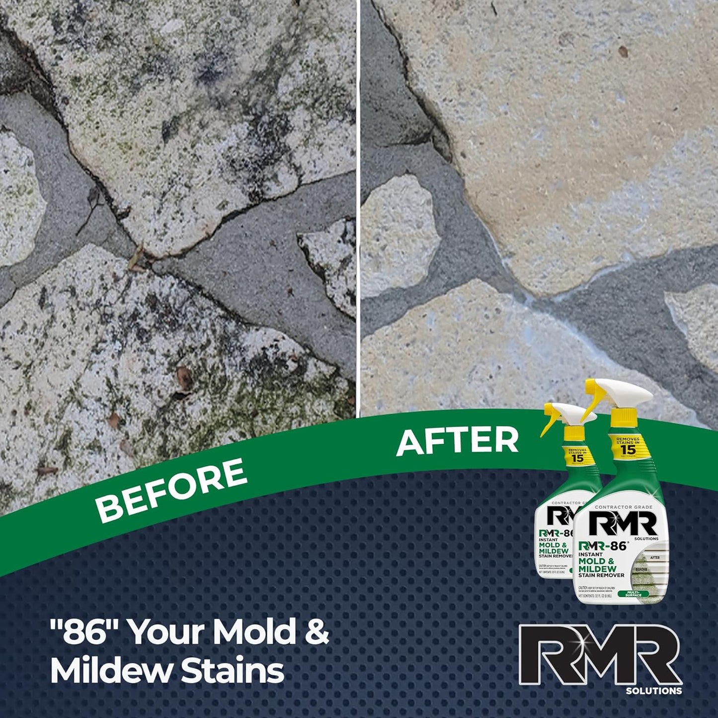 RMR-86 Instant Mold and Mildew Stain Remover Spray - Scrub Free Formula, 32 Fl Oz