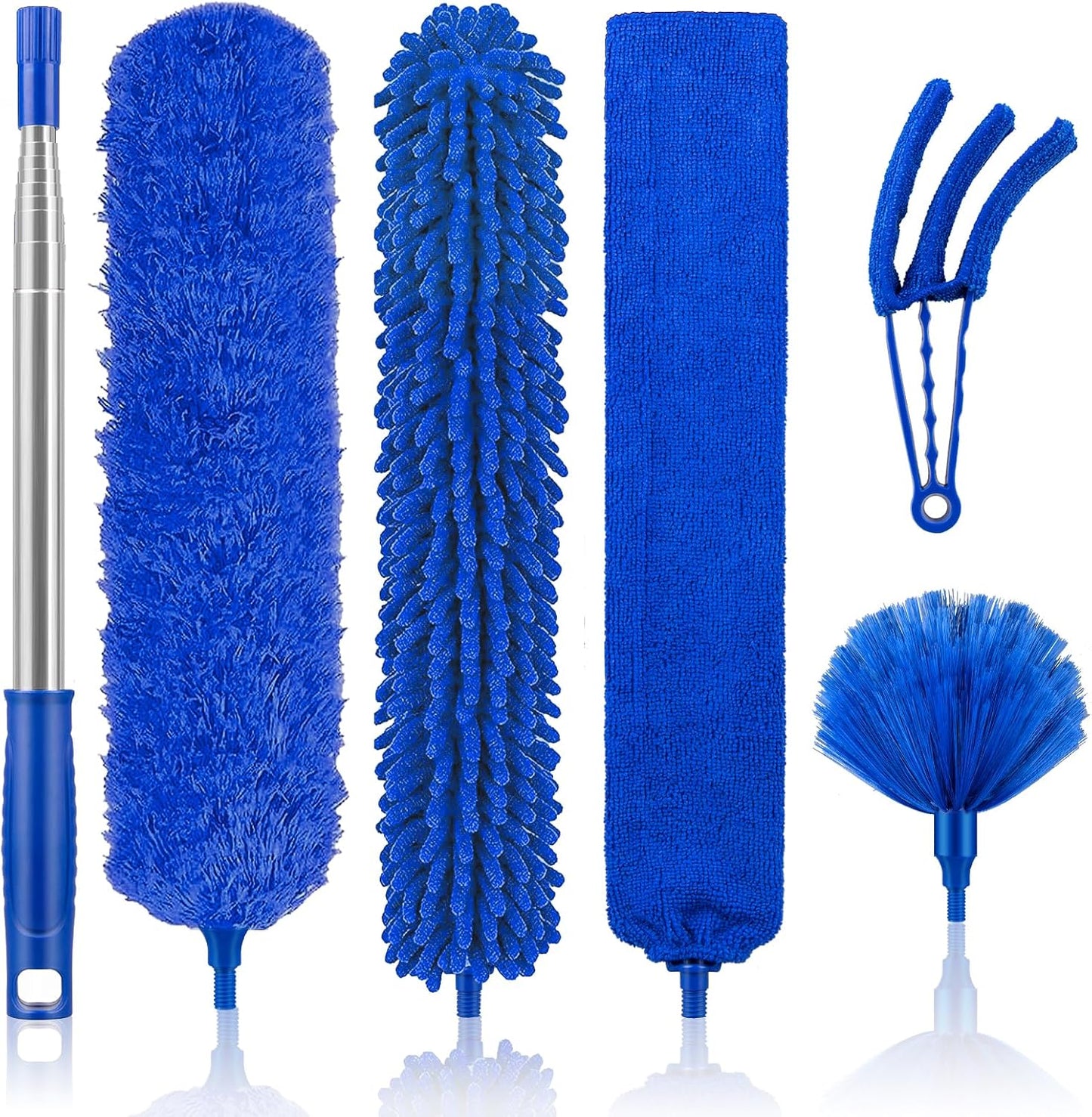 Dusters for Cleaning High Ceiling Fan, Newliton Microfiber Feather Duster with 30'' to 100'' Telescoping Extension Pole, Long Extendable Duster for Home Car Furniture Cobweb Gray