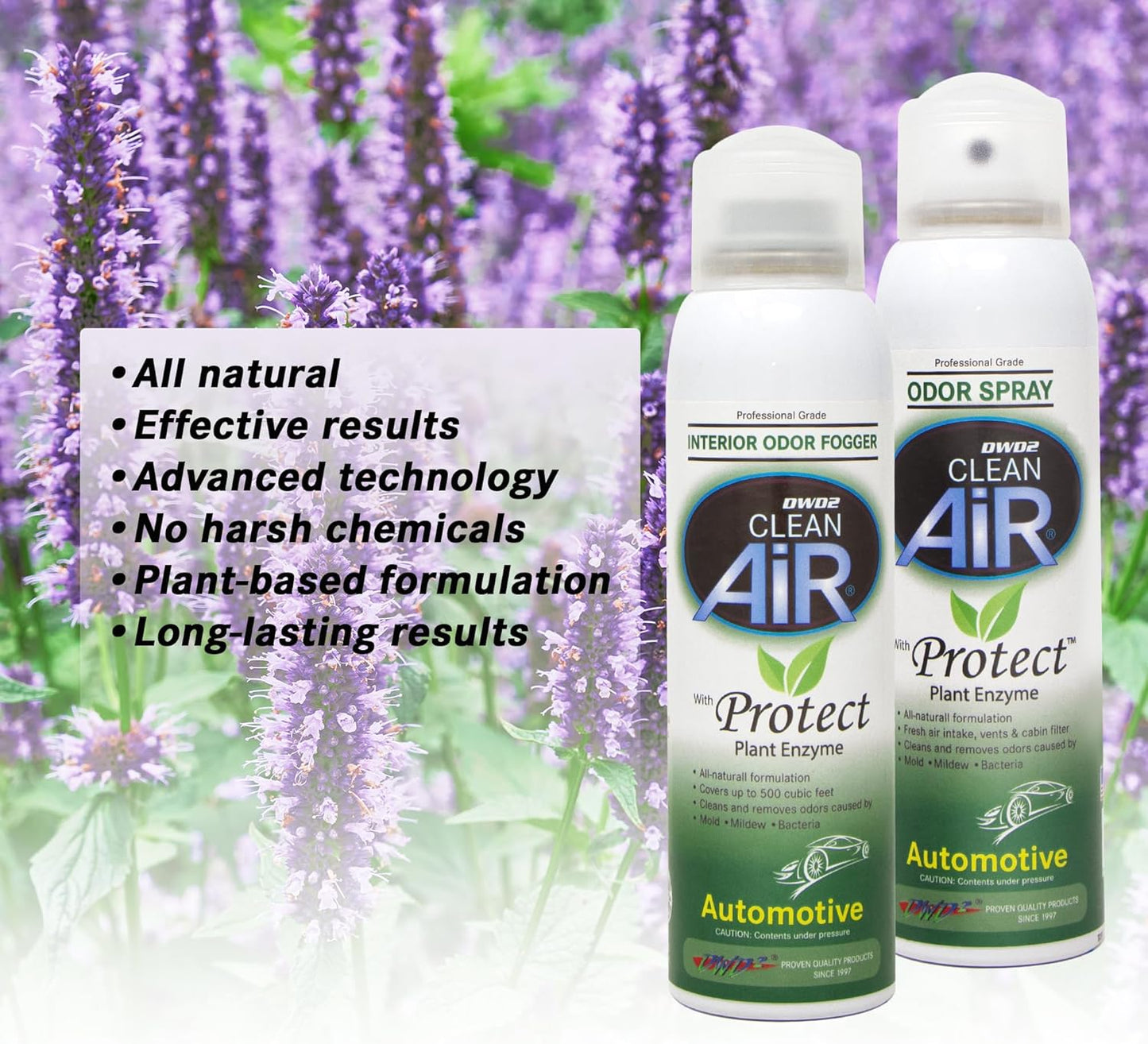 DWD2 Protect™ Automotive Mold Treatment - Revitalize Your Car's Interior The Green Automotive Mold Treatment Solution. Say Goodbye to Unpleasant Odors and Hello to a Fresh and Protected Cabin (FOGGER)