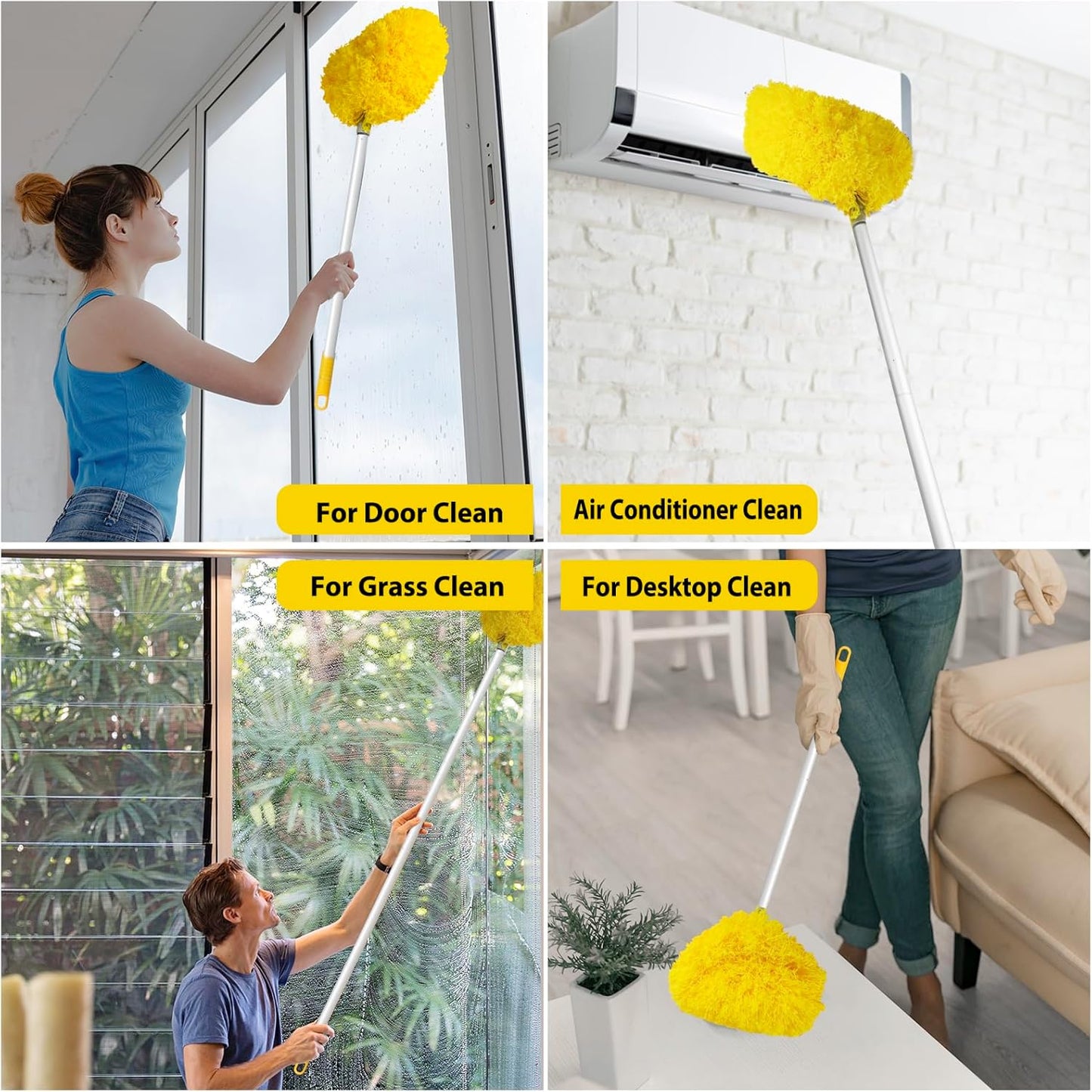 Ceiling Fan Cleaner Duster High Ceiling Extended Fan Blade Cleaner from 13 to 50 Inch Reusable Microfiber Ceiling Fan Duster with Extension Handle for Furniture Bookshelves Wall Door (Gray)