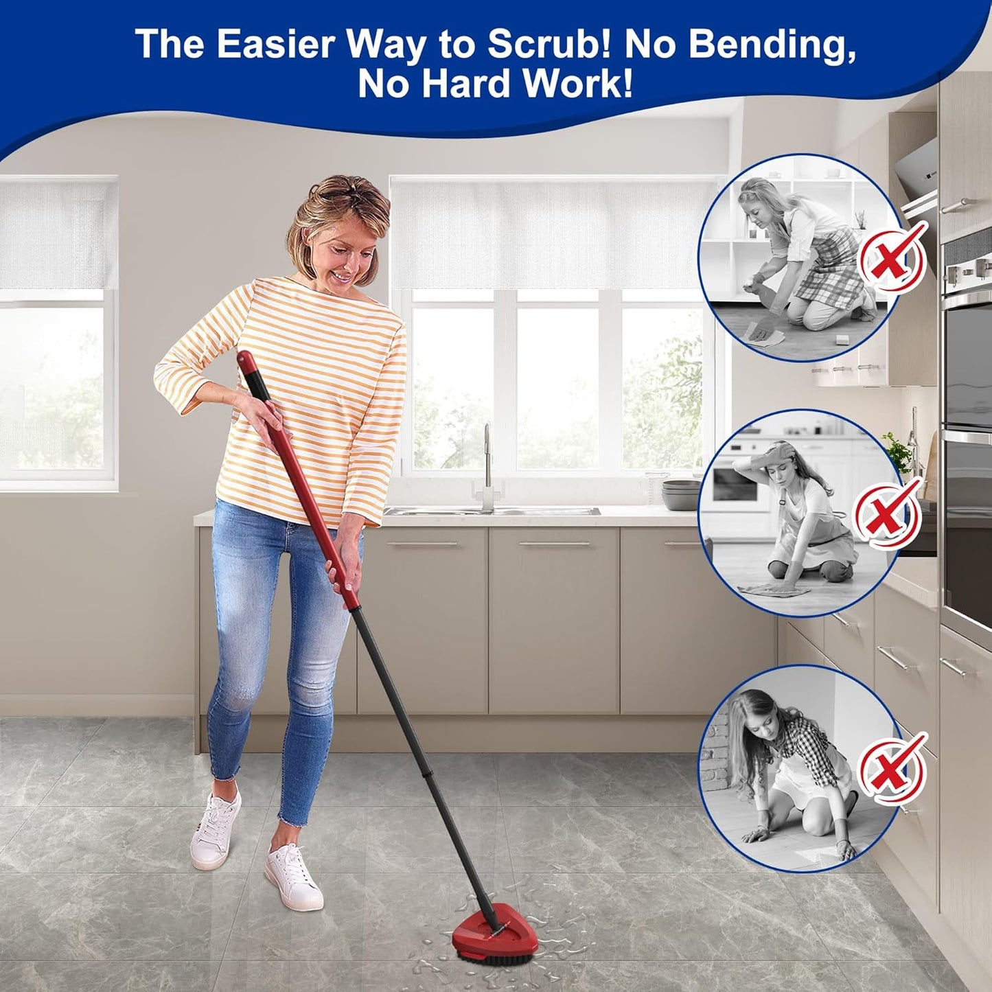 Replacement Scrub Brush for O-Cedar 2-Tank System, 4.4" Triangular Spin Mop Scrubber Head, Heavy-Duty Stiff Bristle Cleaning Brush for Tile, Grout, Bathroom, Kitchen & Floors
