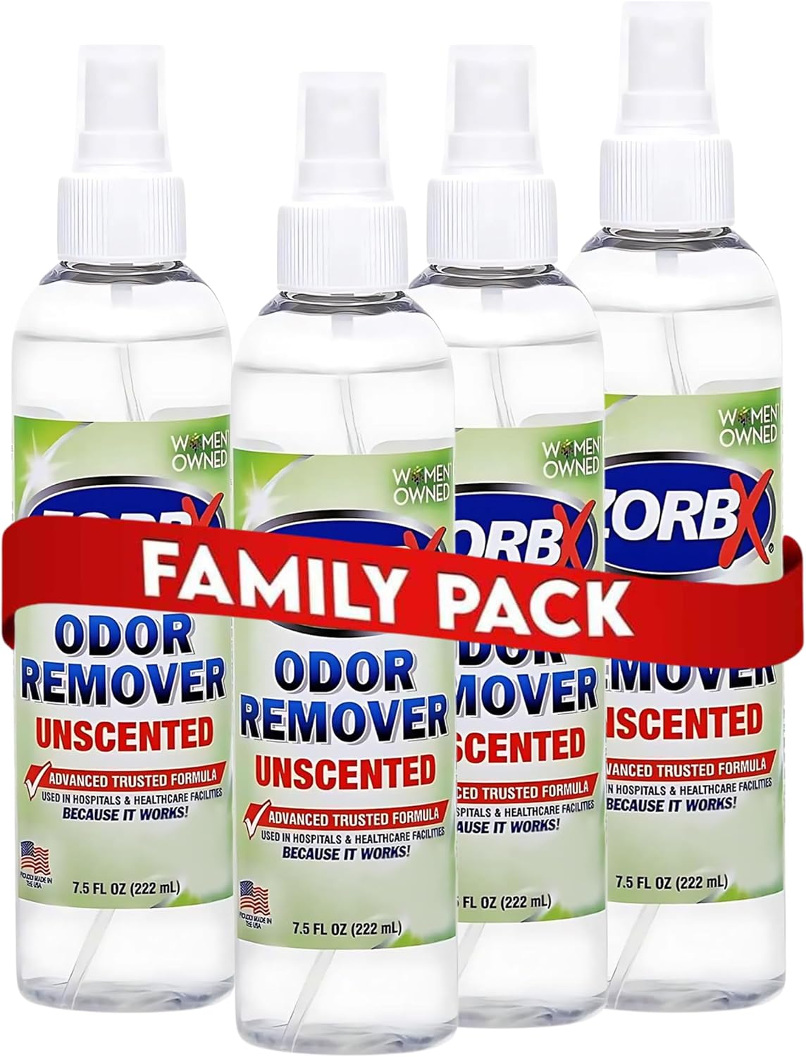 ZORBX Unscented Odor Eliminator for Strong Odor 2 Fl Oz Pack of 5 - Used in Hospitals & Healthcare Facilities - Advanced Formula, Fast-Acting Odor Remover Spray for Dog, Cat, House & Carpet