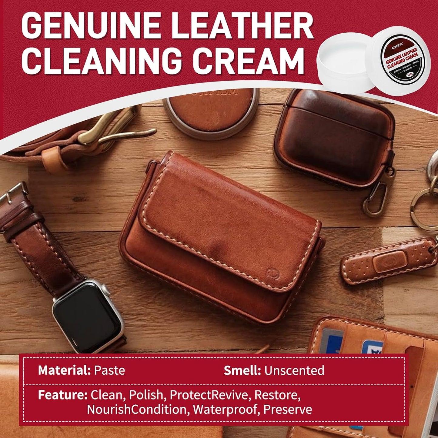 Leather Cleaner Cream & Repair Cream， Leather Cleaner and Conditioner for Car Seats and Interiors -Use on Repair Conditioning Salve for Furniture,Couches,Car Interiors,Shoes,Purse Bags (150g)