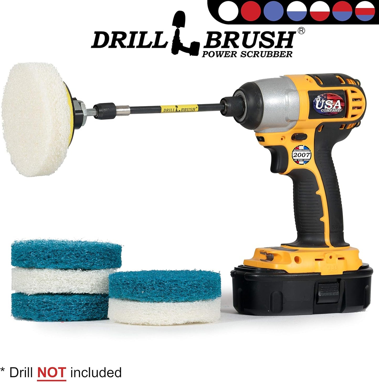 Drill Scrubber - Drill Brush Power Scrubber Pads - Bathroom - Drill Pad Attachments - Cleaning Pads - Shower Door - Baseboard - Bathroom Sink - Shower Cleaner - Flooring - Hard Water Stain Remover