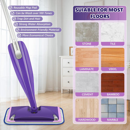 Reusable Mop Pads Compatible with Swiffer Wet Jet, Wet Jet Pads Refills for Swiffer Mop, 4 Pack Microfiber Replacement Pads for Hardwood Floor Cleaning, Dry Wet Mopping Cloths for 12" Wet Jet Refill
