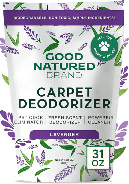 Good Natured Brand | Carpet Deodorizer & Freshener Powder | 31 oz Pet Odor Eliminator for Strong Odor & Pet Urine | Fresh Natural Lemon Scent | Safe for Homes with Pets