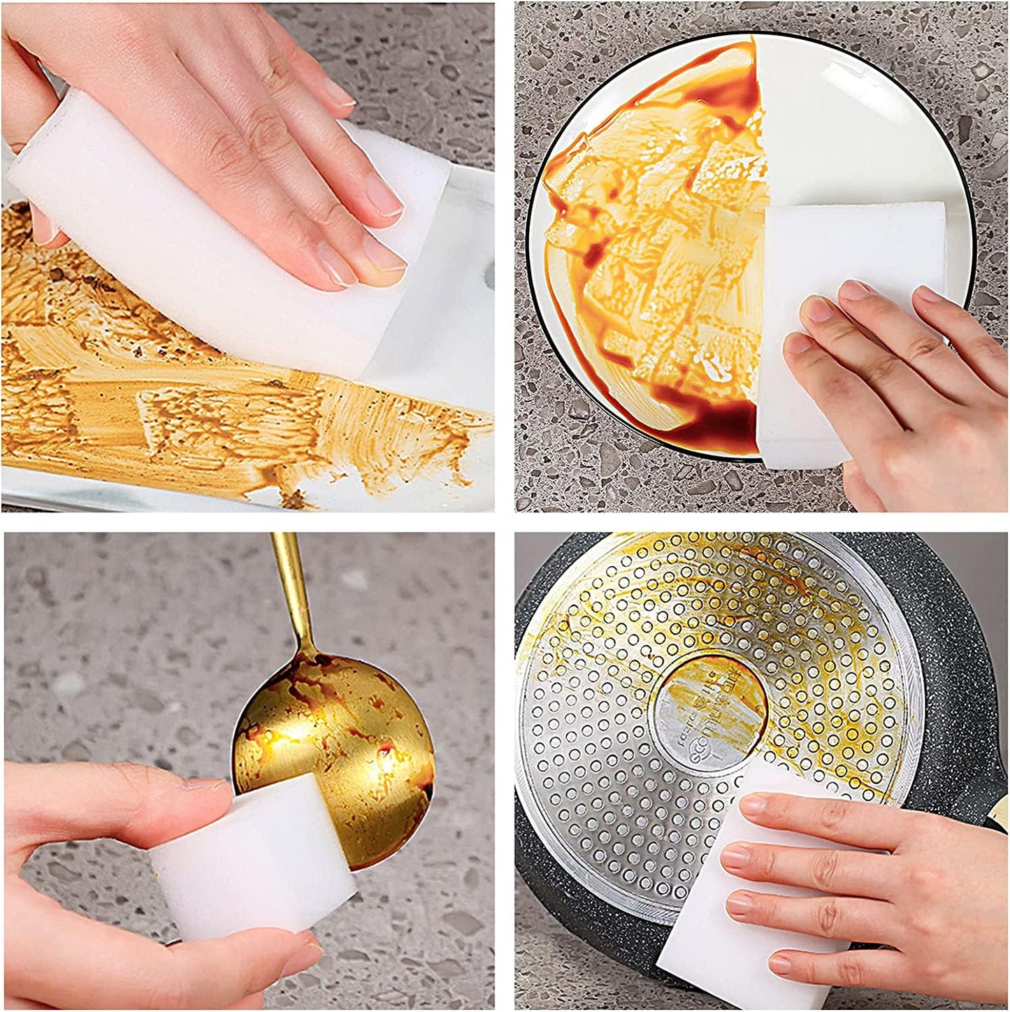 Magic Erasers Sponge, 100 Pack Extra Premium Melamine Sponge Foam Cleaning Pads in Bulk, Non-Scratch Scrub Sponge, Household Cleaning Kitchen Dish Sponges (White)