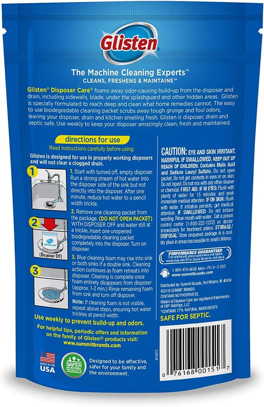 Glisten DP20B Disposer Care Foaming Garbage Disposer Cleaner-Twenty Pack (20 Uses)-Powerful Disposal Cleanser for Complete Cleaning of Entire Disposer-Lemon Scented, 24.5 oz