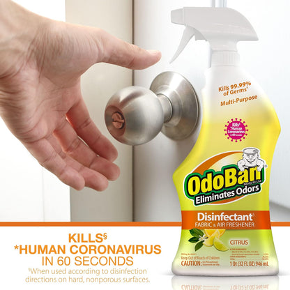 OdoBan Ready-to-Use Disinfectant and Odor Eliminator, Made in the USA, Original Eucalyptus Scent, Set of 3, 2 Spray Bottles, 32 Ounces Each and 1 Gallon Concentrate