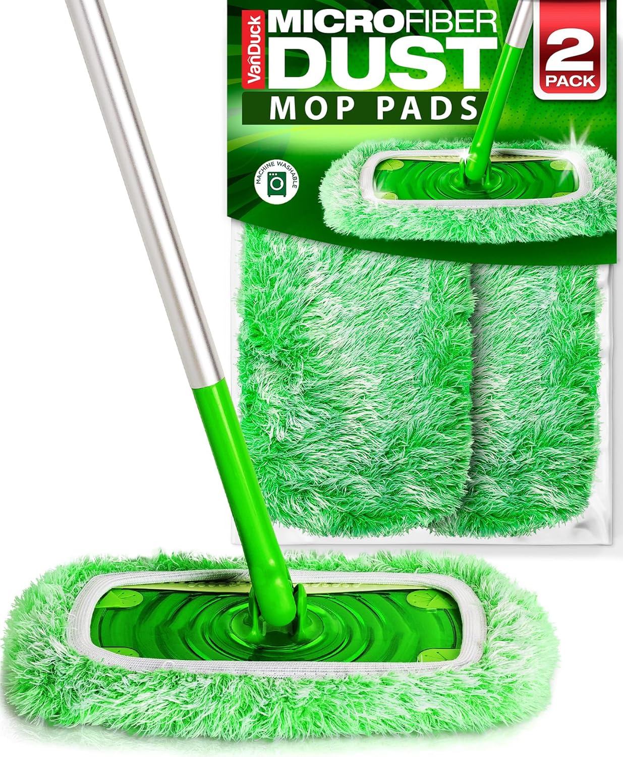 VanDuck Reusable Mop Pads Compatible with Swiffer Sweeper (4-Pack) - Washable Microfiber Mop Pads for Wet & Dry Use - All Purpose Floor Mopping and Cleaning Product