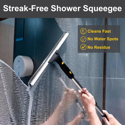 14" Shower Squeegee for Glass Doors, All-Purpose Extendable Squeegee for Shower Glass with 2 Blades,Window Squeegee,Window Cleaner Tool for Shower Doors, Windows, Bathroom and Car Windshields