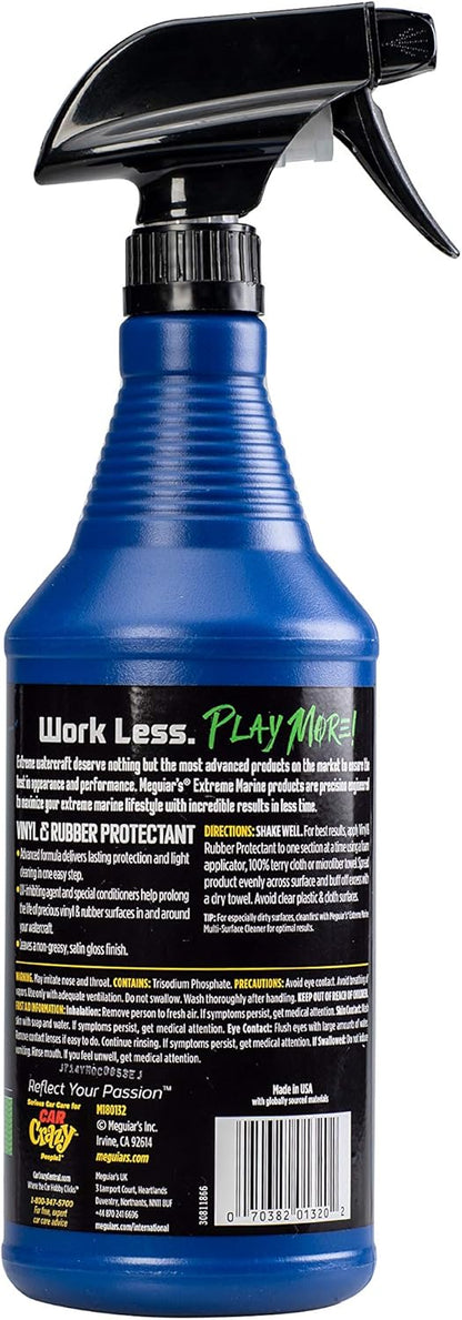 Meguiar's Extreme Marine Vinyl & Rubber Protectant M180132, 32 Oz Spray—Uv Protectant For Boat Owners & Rv Users; Use On Marine/Rv Vinyl And Rubber To Help Prevent Fading And Drying