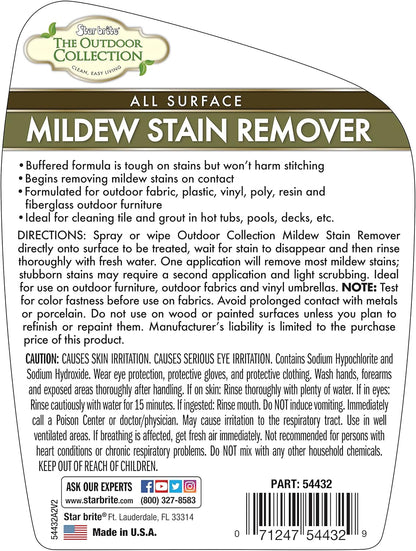 STAR BRITE Outdoor Collection All Surface Mold Stain & Mildew Stain Remover Spray - Cleans & Removes Stains on Contact - 32 OZ Spray (054432)