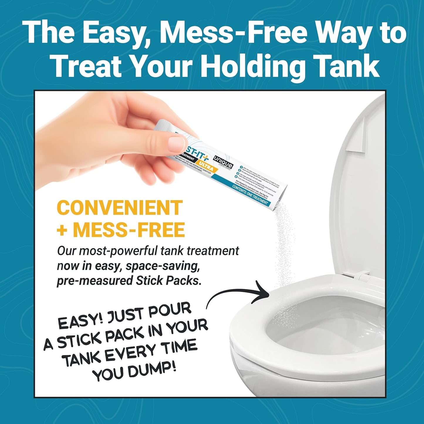 Unique RV Digest-It Plus RV Tank Treatment Pods – 16 Treatments, Breaks Down Waste & Toilet Paper + Eliminates Odors at Source, RV Black Tank Treatment