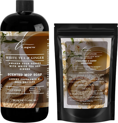 Lapew Black Sea Scented Cleaning Bundle | Carpet Deodorizer Powder (16 oz) & Mop Soap Concentrate (36 oz) | Pet-Friendly Odor Eliminator - Colors A