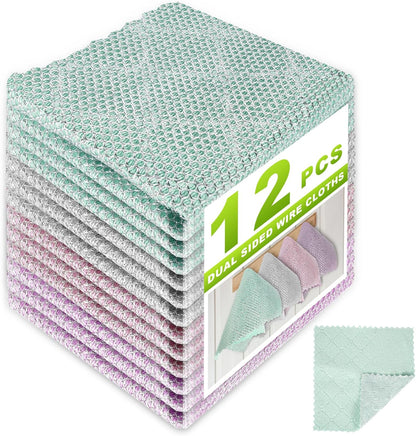 20 Pcs New Upgrade 3-Layer Metal Dish Cloth, No Scratches Wire Cleaning Cloth , Reusable Multipurpose Wire Dishwashing Rag for Kitchen Cleaning Cloths,Sinks,Dishes,Stove Top, Dimensions, 7.87“ x 7.87”
