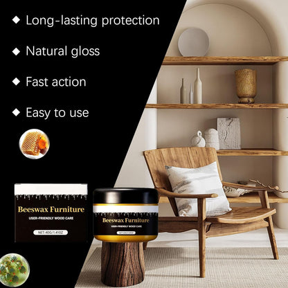 Beeswax Gleam Furniture Polish, Wood Furniture Renovation, Cleans, Polishes & Restores Shine, Waterproof, Natural Beeswax For Chairs, Cabinets, Tables Etc Wooden Furnitures(2PC)