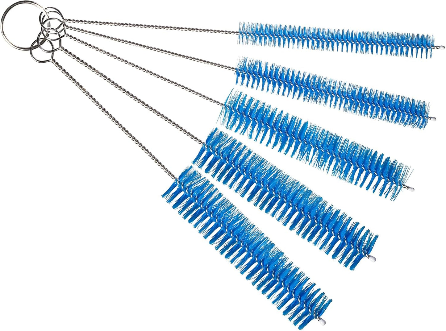 10" Tube Cleaning Brush Set, 5 Pack Large, Extra Long Nylon Straw Brushes with Flexible Handles for Bottles, Cleaning Straws, Pipe Cleaners, Keyboard, Glass, Guns, Detailing and Deep Cleaning, Black