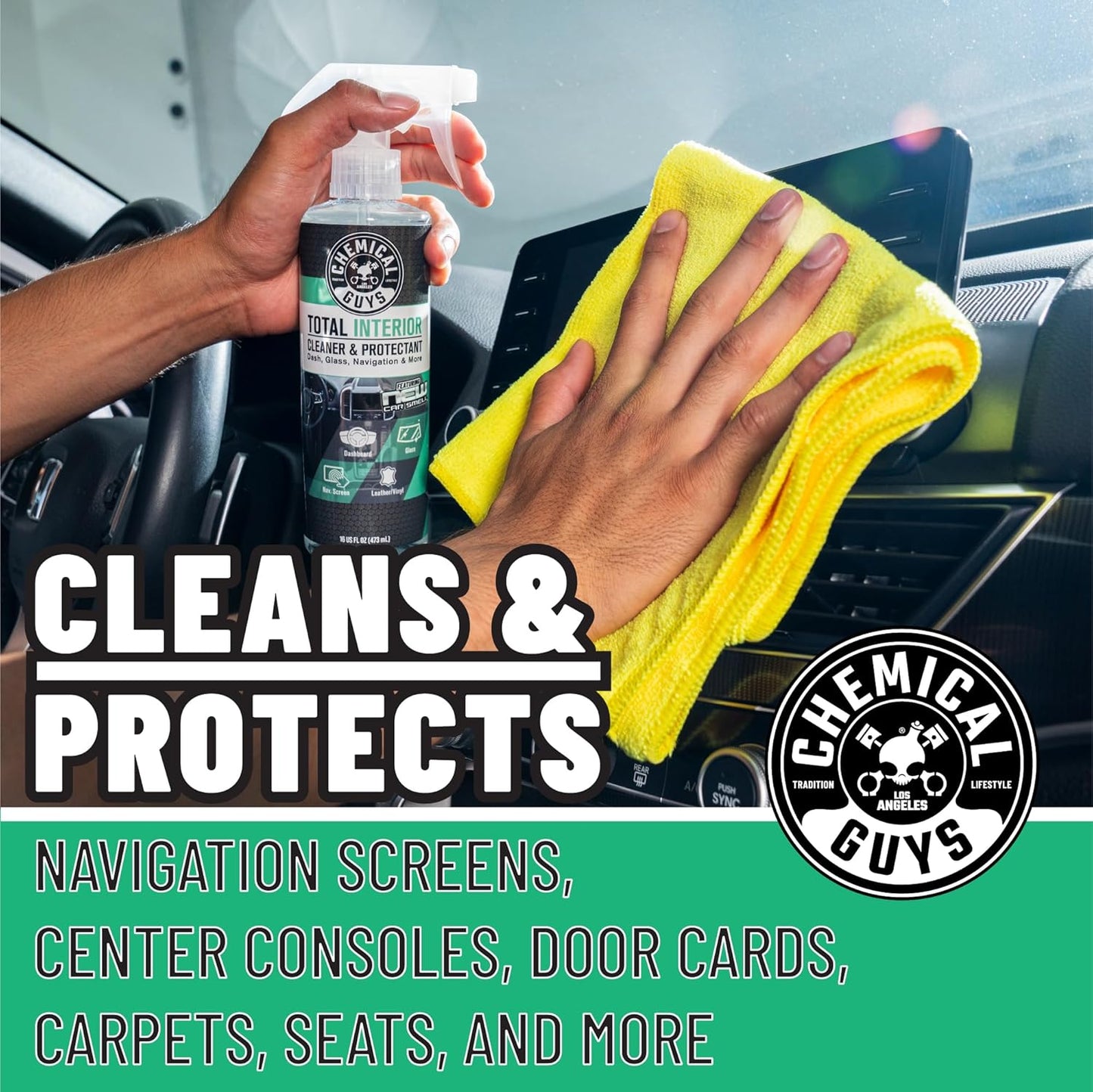 Chemical Guys Total Interior Cleaner & Protectant - Black Cherry, Car Cleaning Spray, Cleans and Protects Leather, Vinyl, Plastic, Rubber, and Glass, Safe for Trucks, SUVs, Jeeps, RVs & More - 16 oz