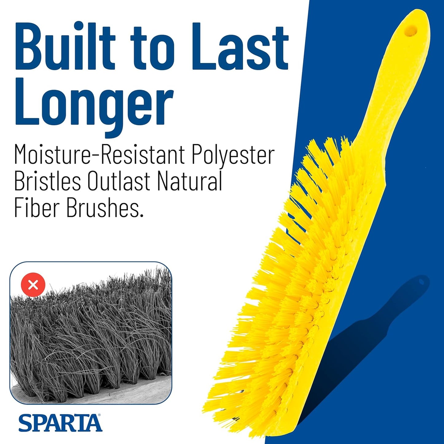 SPARTA Handheld Soft Counter Brush 8 Inch Bristle Span, Multi-Use Dust Brush with 5 Inch Handle for Tables, Countertops, and Delicate Surfaces, Polyester, Orange
