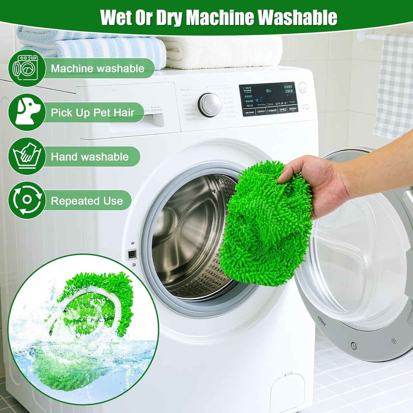 Mop Pads for Swiffer Sweeper Reusable Microfiber 5PCS Dry Wet Replacement Mop Pad Refills Sweeping Mopping Cloths for Floor Cleaning