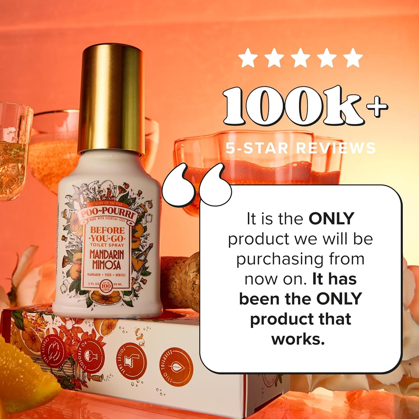Poo-Pourri Before-You-Go Toilet Spray, Pink Citron, 2 Fl Oz, Up to 100 Uses, Bathroom Odor Deodorizer with Essential Oils for Home or Work, Travel Essentials, TSA Approved Size