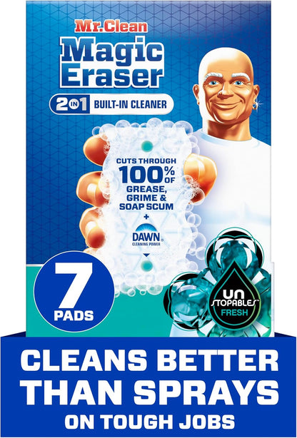 Mr. Clean Magic Eraser Foaming Sponge, All Purpose Cleaner, Dawn Cleaning Power, Wall, Sneaker, Oven Cleaner, Kitchen, Bathroom, Shower Cleaning Supplies, Scrubber, Ultra Foamy, 5ct