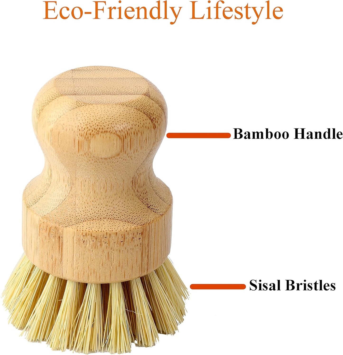 Bamboo Dish Scrub Brush, Kitchen Dish Scrubber Brush Set for Cleaning Dishes,Sink, Cast Iron Pan/Pot