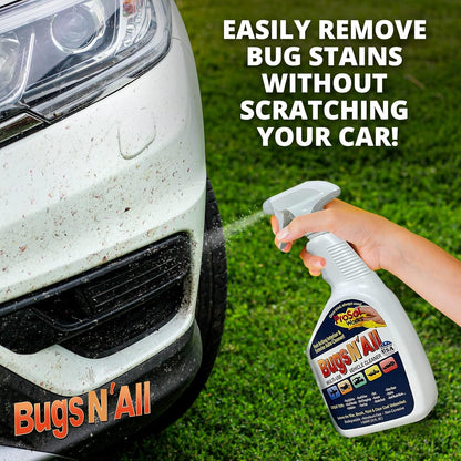 Bugs N’ All Multipurpose Car Cleaner & Degreaser - Bug & Tar Remover Concentrate 32 oz - Exterior Cleaner Safe for Car Paint, Metal, Chrome, Aluminum, Windows & Mirrors - w/Free 32 oz Spray Bottle