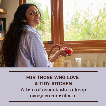 MRS. MEYER'S CLEAN DAY Kitchen Essentials Set, Includes: Hand Soap, Dish Soap, and All Purpose Cleaner, Lemon Verbena, 3 Count Pack