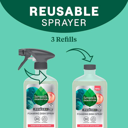 Seventh Generation Foaming Dish Spray, 3X Grease Fighters, Free & Clear, 16 Fl. Oz.