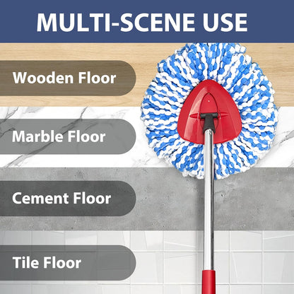 Nuorest Spin Mop Replacement Set for O-Ceda EasyWring 1-Tank System, Includes 2 Mop Head Replacement, 1 Mop Handle (30-58in Adjustable 4-Section Pole), 1 Spin Base