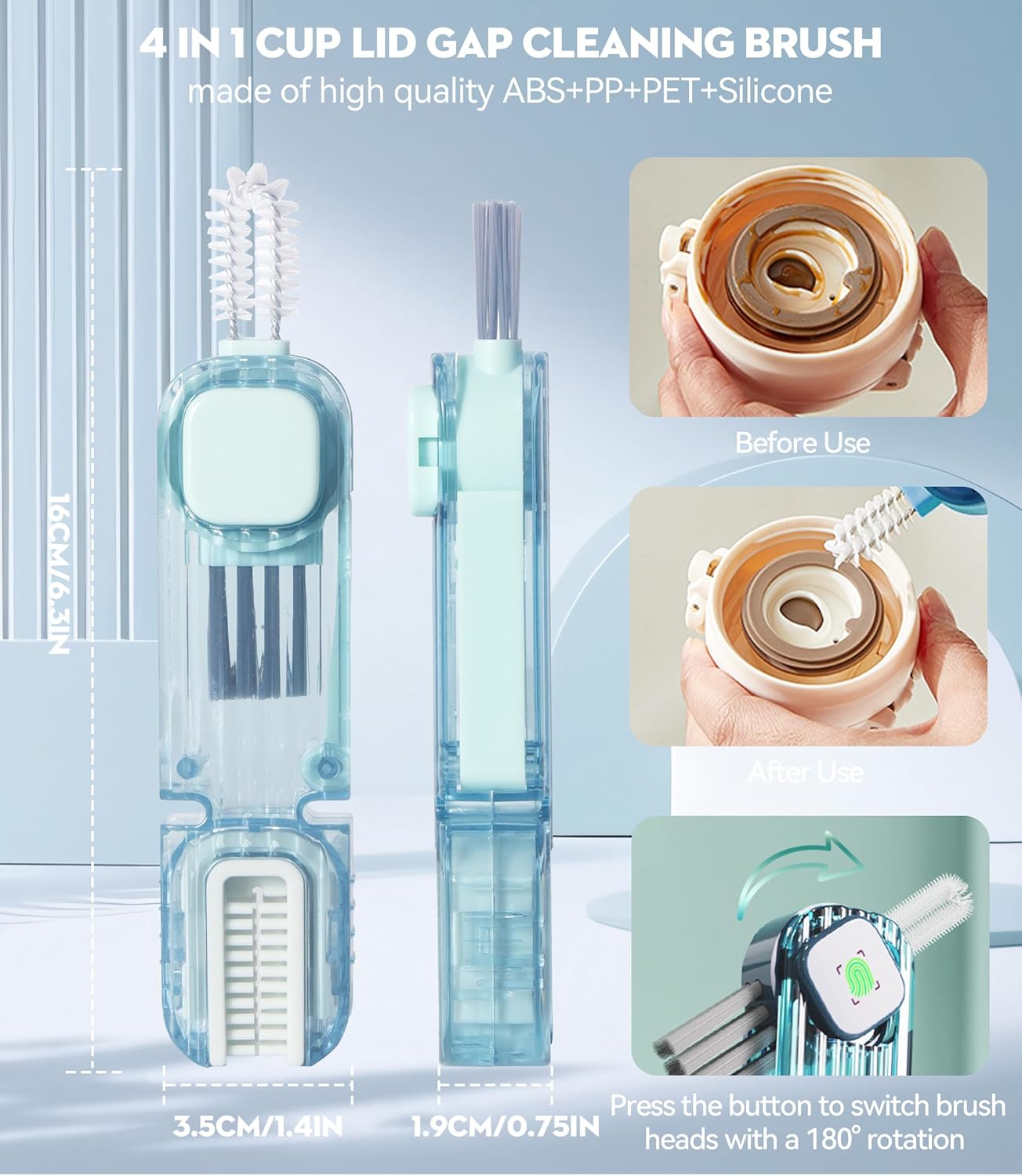3 in 1 Cup Lid Gap Cleaning Brush Set, Multifunctional Insulation Bottle Cleaning Tools, Mutipurpose Tiny Silicone Cup Holder Cleaner, Home Kitchen Cleaning Tools