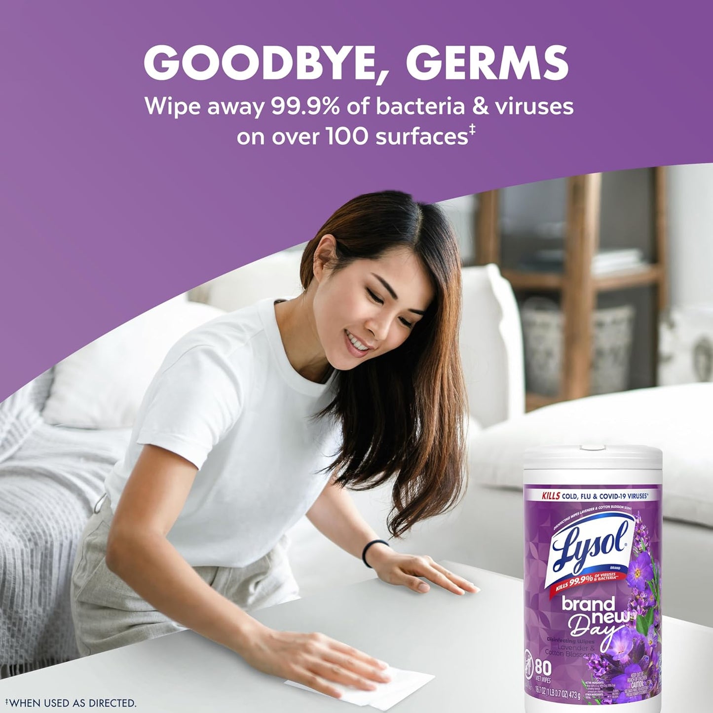 Lysol Disinfectant Wipes, Dorm Room Essentials, Multi-Surface Antibacterial Cleaning Wipes, For Disinfecting and Cleaning, Crisp Linen, 80 Count