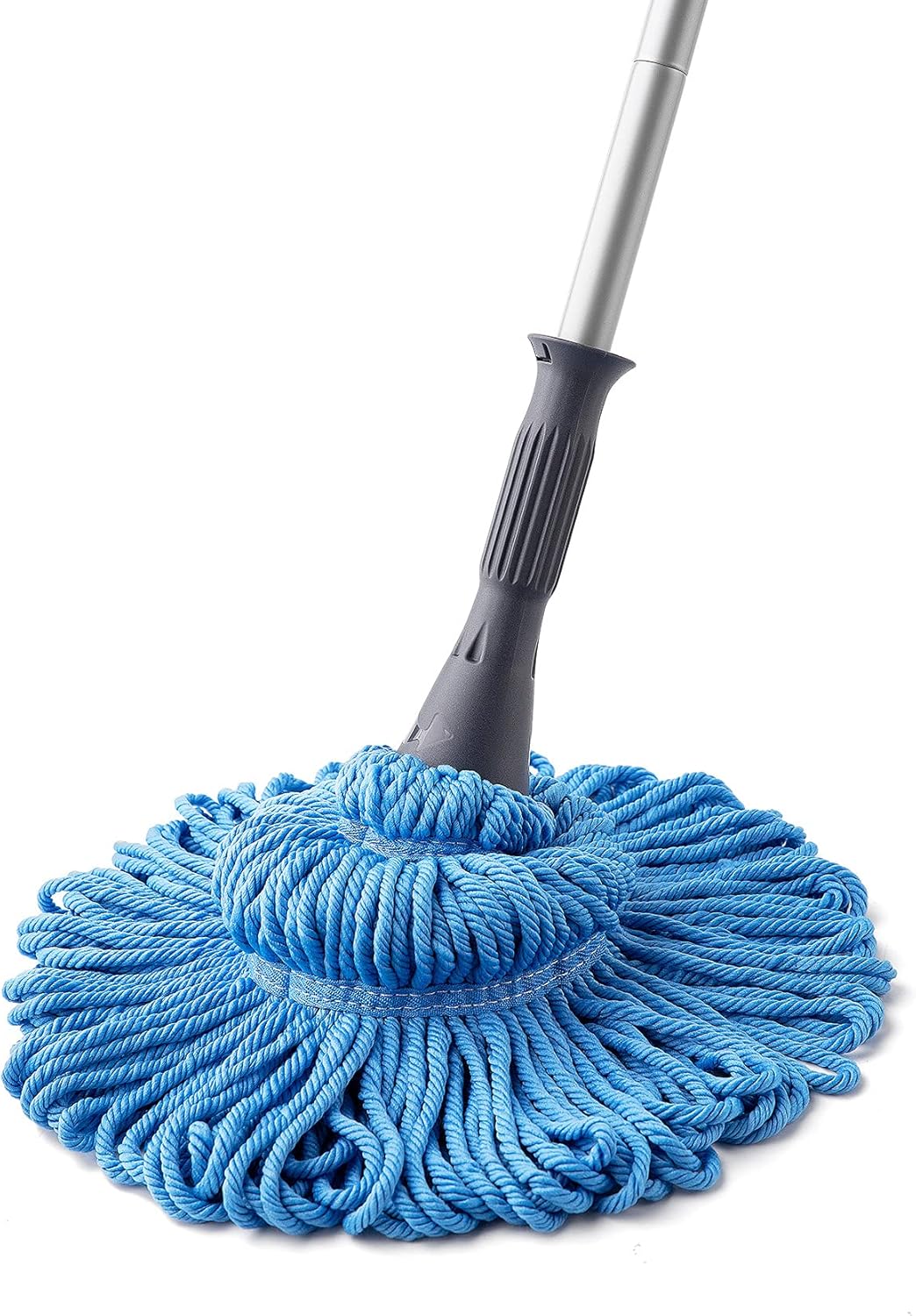 Eyliden Mop with 2 Reusable Microfiber Heads, Easy Wringing Twist Mop, 57.5 inch Long Handle, Wet Mops for Floor Cleaning, Commercial Household Clean Hardwood, Vinyl, Tile, and More (White)