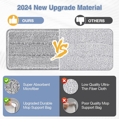 Flat Mop Head Replacement Pads Compatible with Joy-MOOP Mop and Bucket Set, Reusable Washable Squeeze Microfiber Mop Refills for Oshang Bosheng Mop - 13" X 4.9", Grey Only