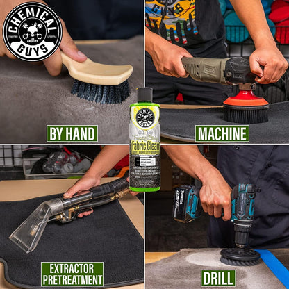 Chemical Guys Foaming Citrus Fabric Clean Drill Brush Kit - High Foaming Stain and Odor Remover, Upholstery, Floor Mat & Car Carpet Cleaner, Deep Cleans & Deodorizes, Citrus Scent - 16 fl oz