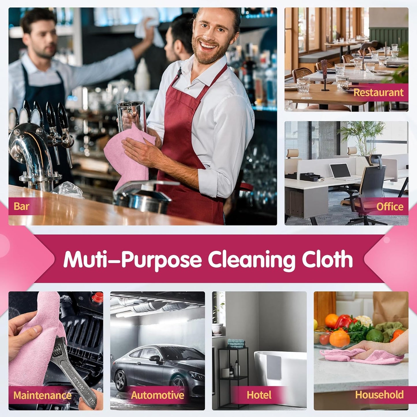 FIXSMITH Microfiber Cleaning Cloth - Pack of 8, Size: 12 x 16 in, Multi-Functional Cleaning Towels, Highly Absorbent Cleaning Rags, Lint-Free, Streak-Free Cleaning Cloths for Car Kitchen Home