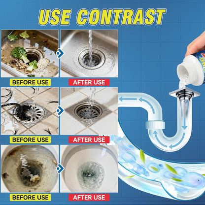 Drain Cleaner Powder, Powerful Drain Clog Remover, Sink and Drains cleaner to Dissolve Clogs, Drains Opener Removes Hair, Grease, Soap Scum and Food Residue, Safe for Pipes and Septic Systems