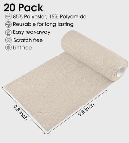 KitchLife Microfiber Cleaning Cloth Roll - Tear-Away Reusable Microfiber Paper Towels, Lint-Free, Washable, 20 Sheets for Kitchen, Car, Dishes, and Sensitive Surfaces (Pink)